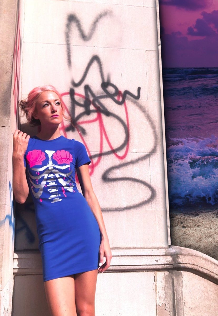 mermaid skeleton dress Mermaid Warrior' Skeleton Dress, Blue Bodycon finbadd