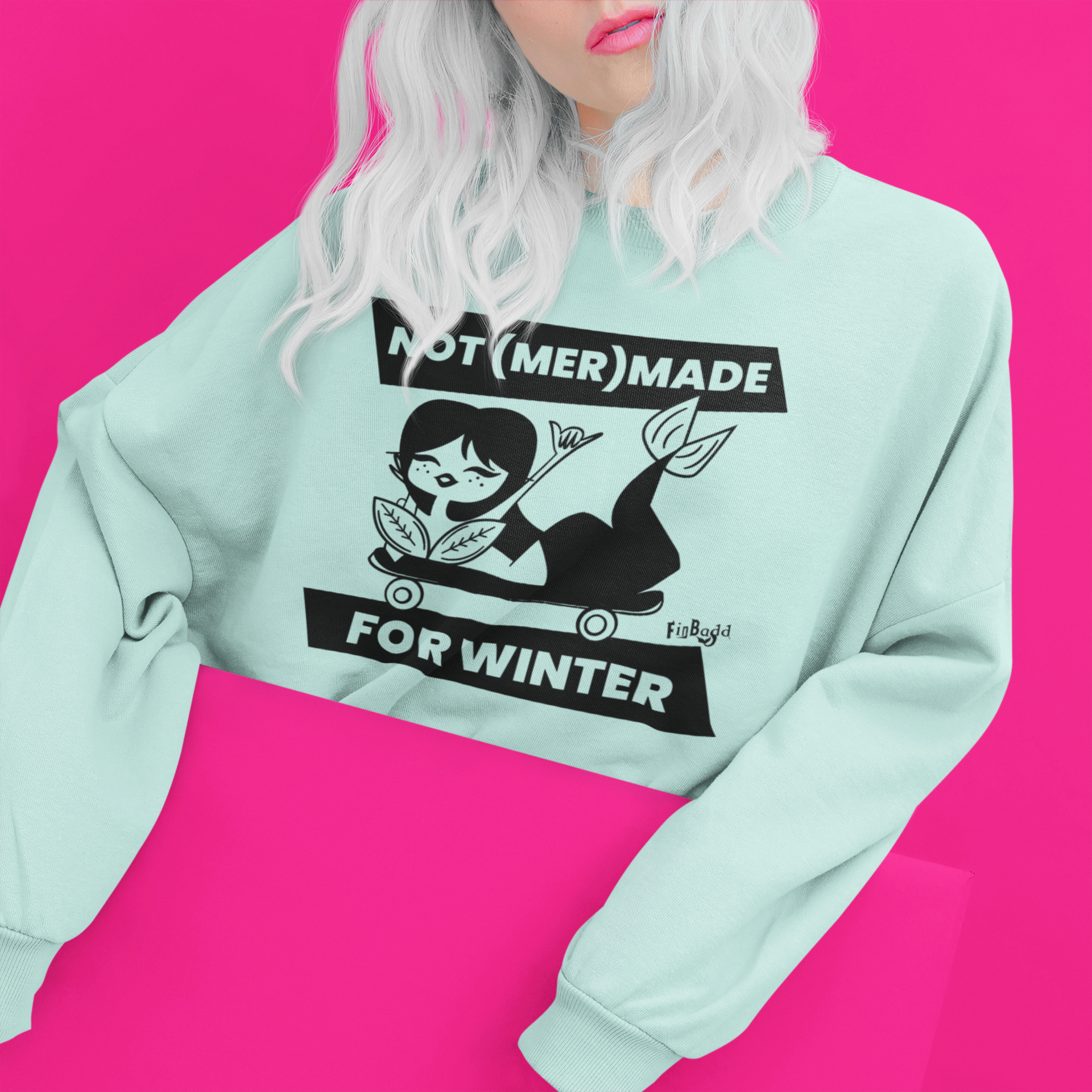 Not (Mer)Made For Winter, Crop Fleece Sweatshirt – finbadd